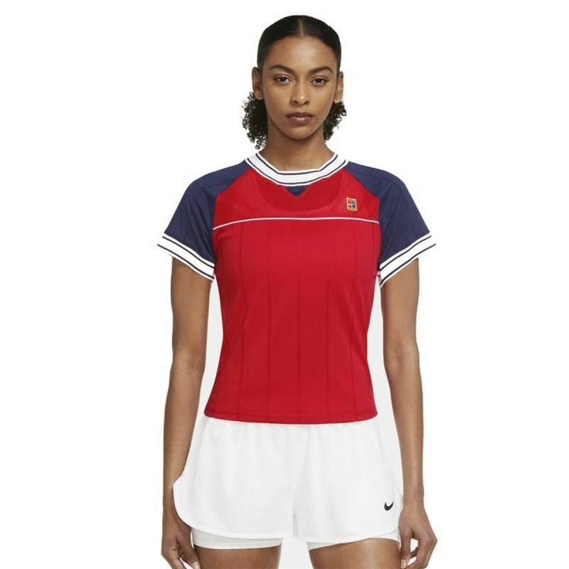 T-shirt à manches courtes femme Nike Tennis Bleu Rouge