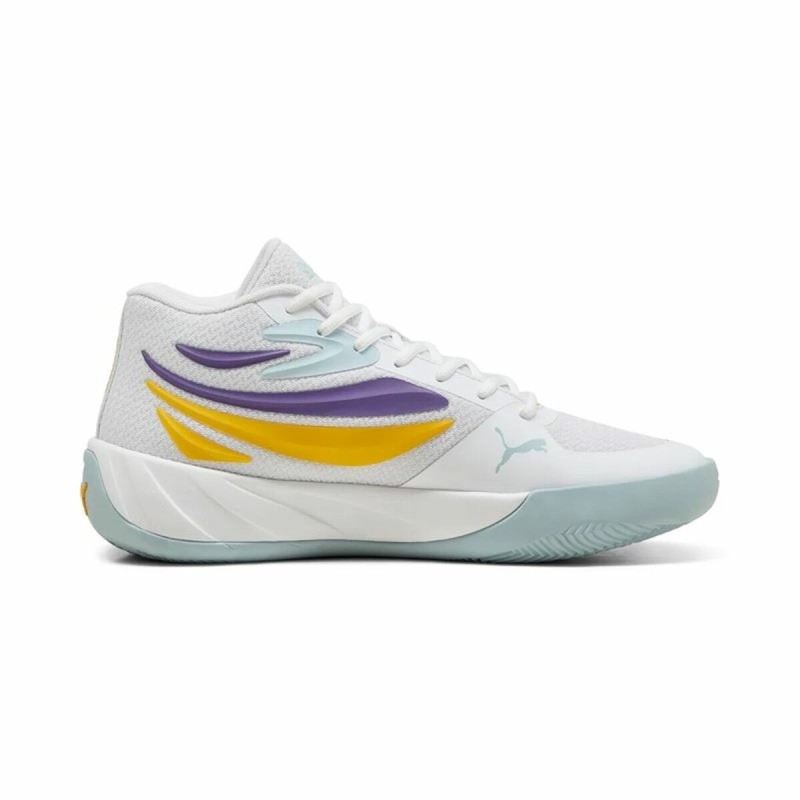 Chaussures de Basket-Ball pour Adultes Puma Court Pro Blanc Jaune