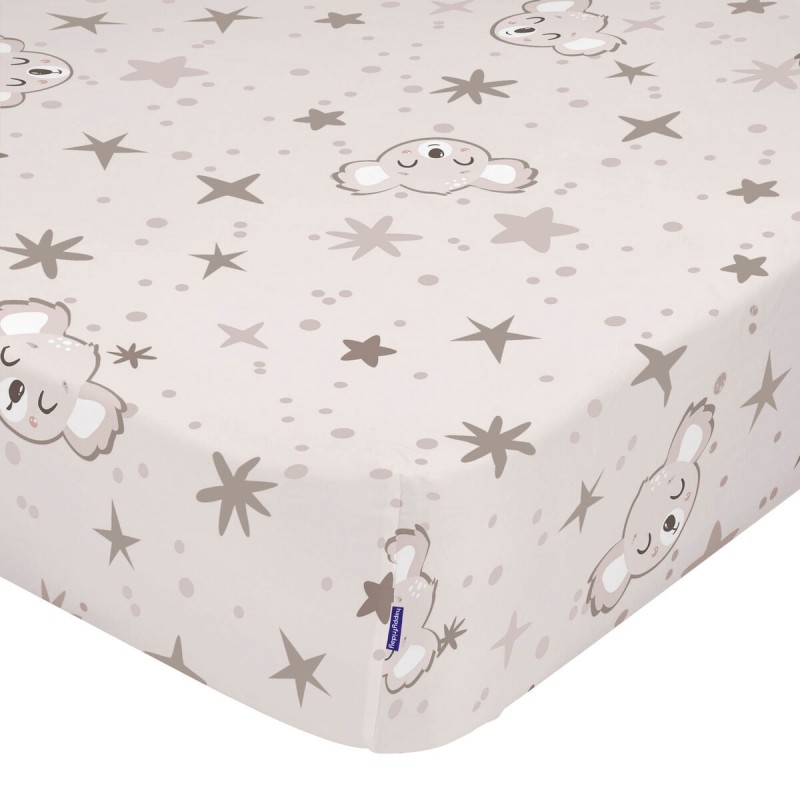 Drap housse HappyFriday MOSHI MOSHI Gris Multicouleur 70 x 140 x 14 cm