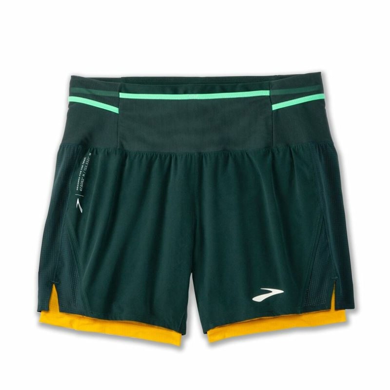 Short de Sport pour Homme Brooks High Point 5" 2-in-1 Vert