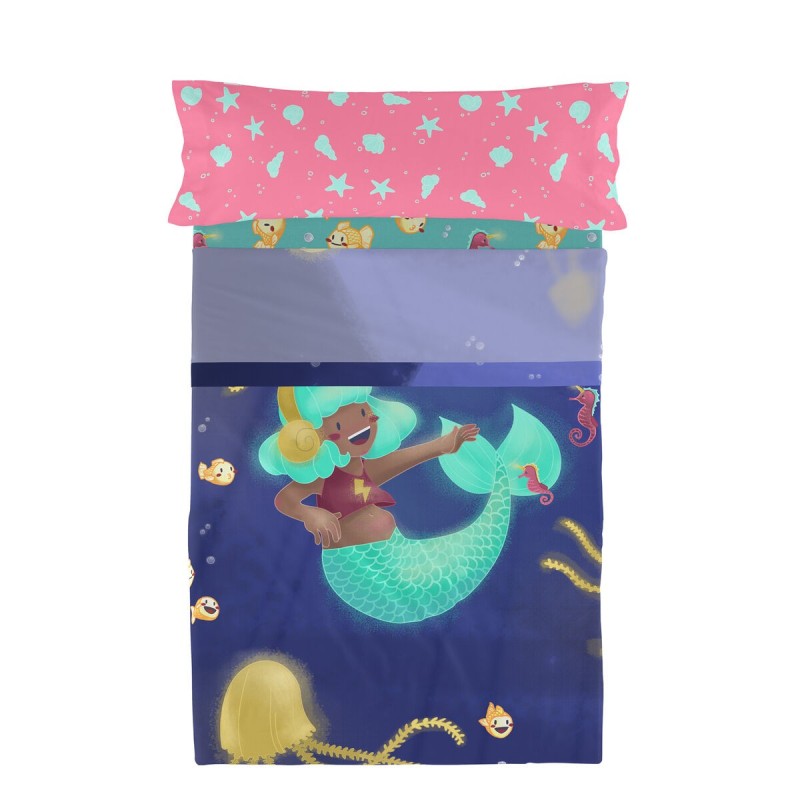 Jeu de draps HappyFriday Mr Fox Happy Mermaid Multicouleur Lit 1 persone 2 Pièces