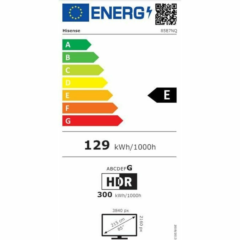 TV intelligente Hisense 85E7NQ       85 85" 4K Ultra HD HDR D-LED QLED