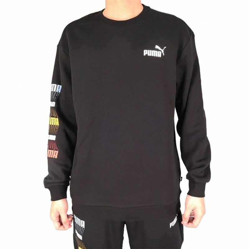 Sweat sans capuche homme Puma Repeat Graphic  Noir