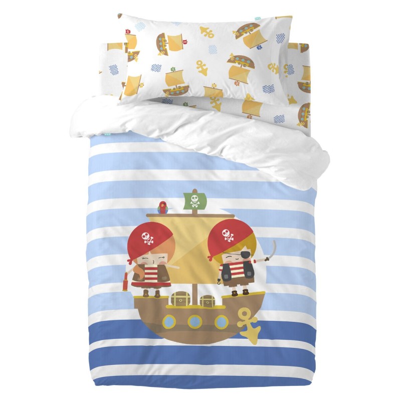 Parure de couette HappyFriday Happynois Pirate Ship Multicouleur Lit de bébé 2 Pièces