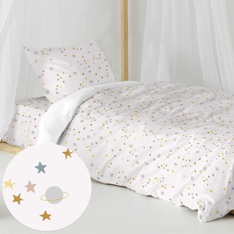 Parure de couette HappyFriday Mini Saturn Multicouleur Lit 1 persone 2 Pièces