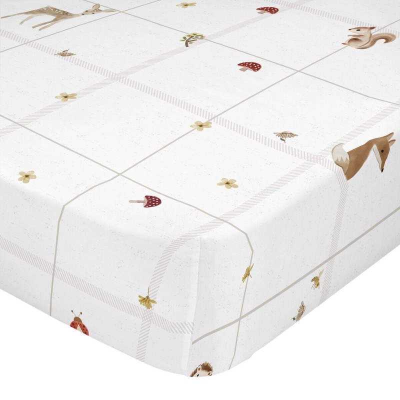 Drap housse HappyFriday MINI Blanc Multicouleur 60 x 120 x 14 cm