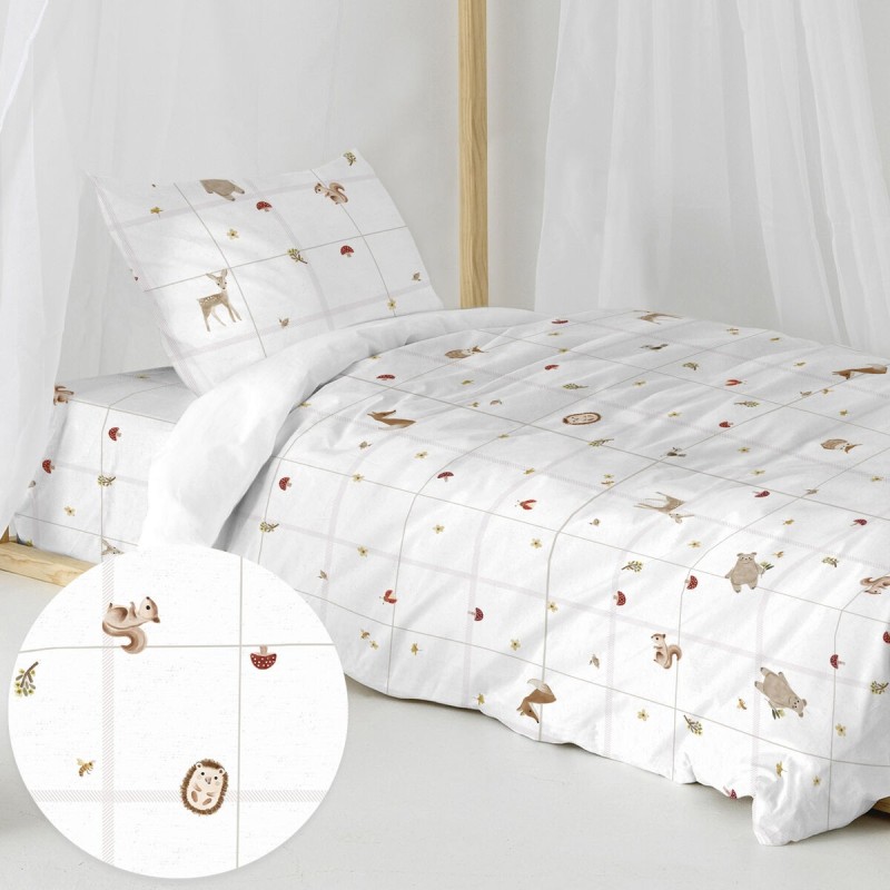 Parure de couette HappyFriday Mini Woods animals Multicouleur Lit 1 persone 2 Pièces