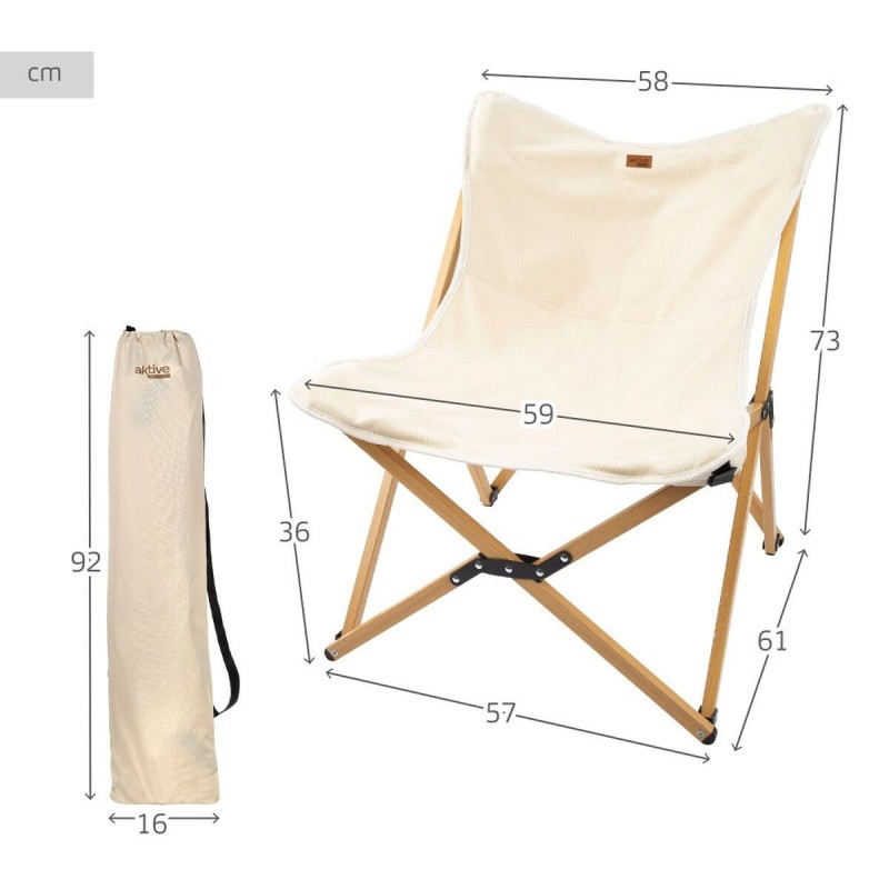 Chaise de camping pliante Aktive Terre 58 x 73 x 61 cm (2 Unités)