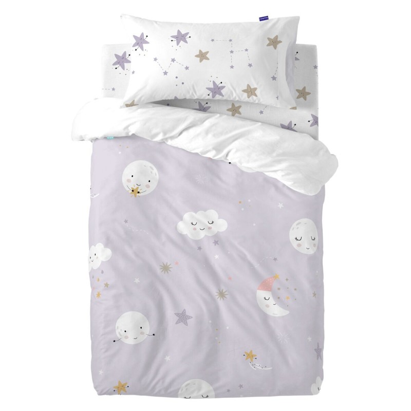 Parure de couette HappyFriday Moshi Moshi Moons Multicouleur Lit de bébé 2 Pièces