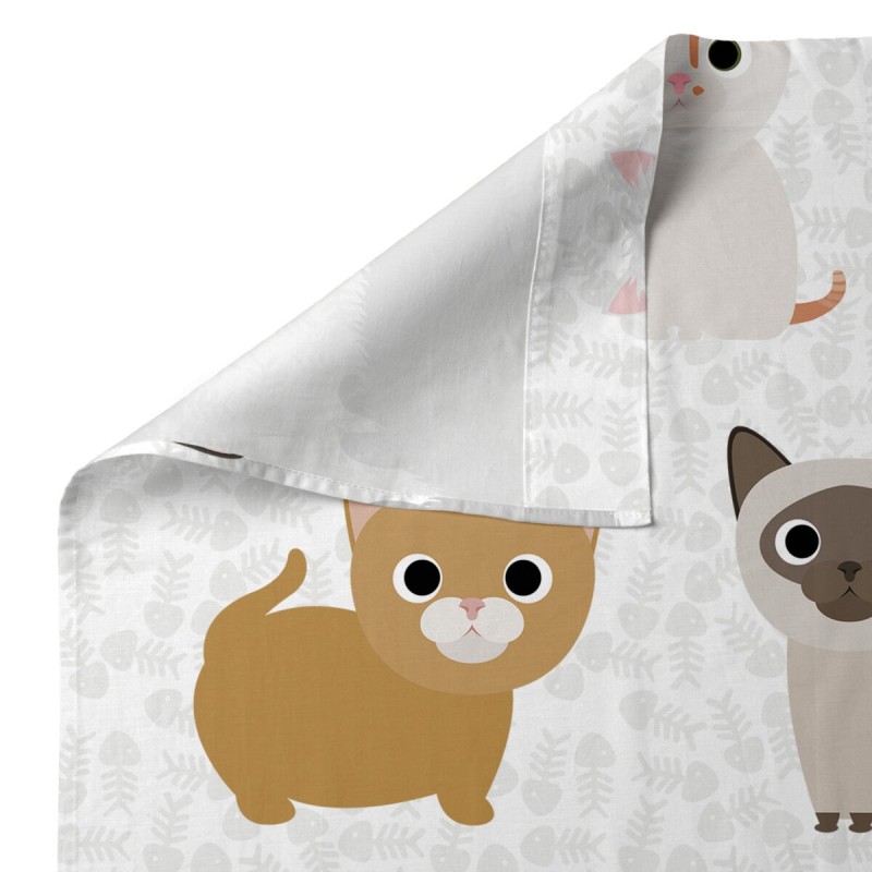 Jeu de draps HappyFriday Mr Fox Cats Multicouleur Lit 1 persone 2 Pièces