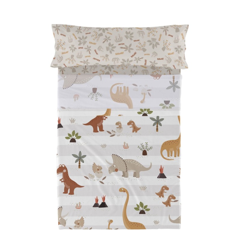 Jeu de draps HappyFriday Moshi Moshi Dino family  Multicouleur Lit 1 persone 2 Pièces