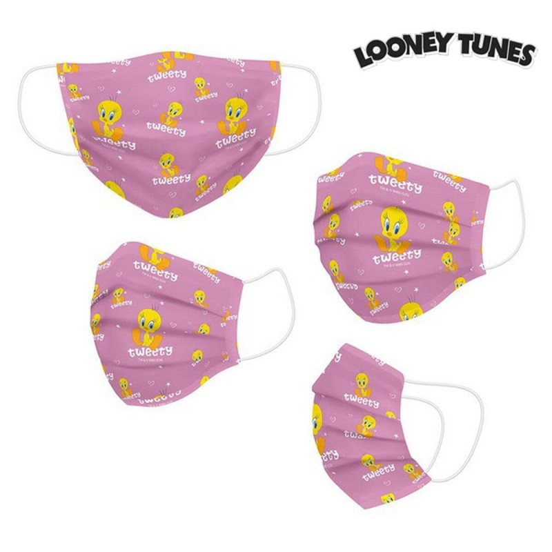 Masque en tissu hygiénique réutilisable Looney Tunes Enfant Rose