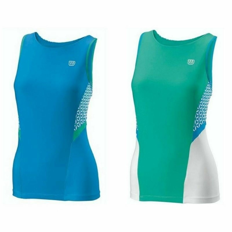 Débardeur Femme Wilson Glamour Vert Réversible Tennis Bleu