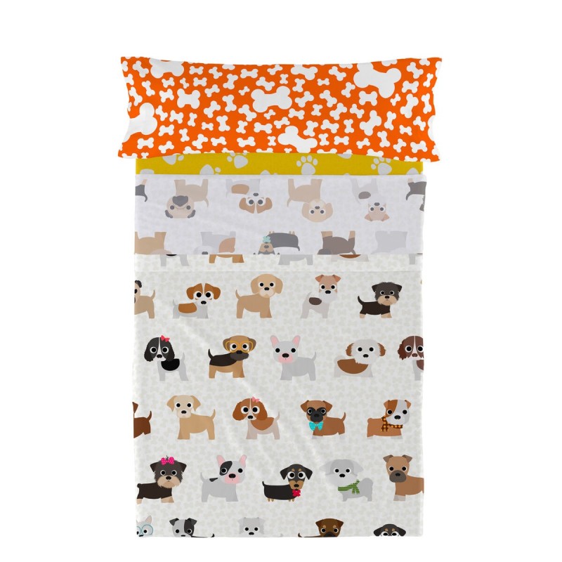 Jeu de draps HappyFriday Mr Fox Dogs Multicouleur Lit 1 persone 2 Pièces