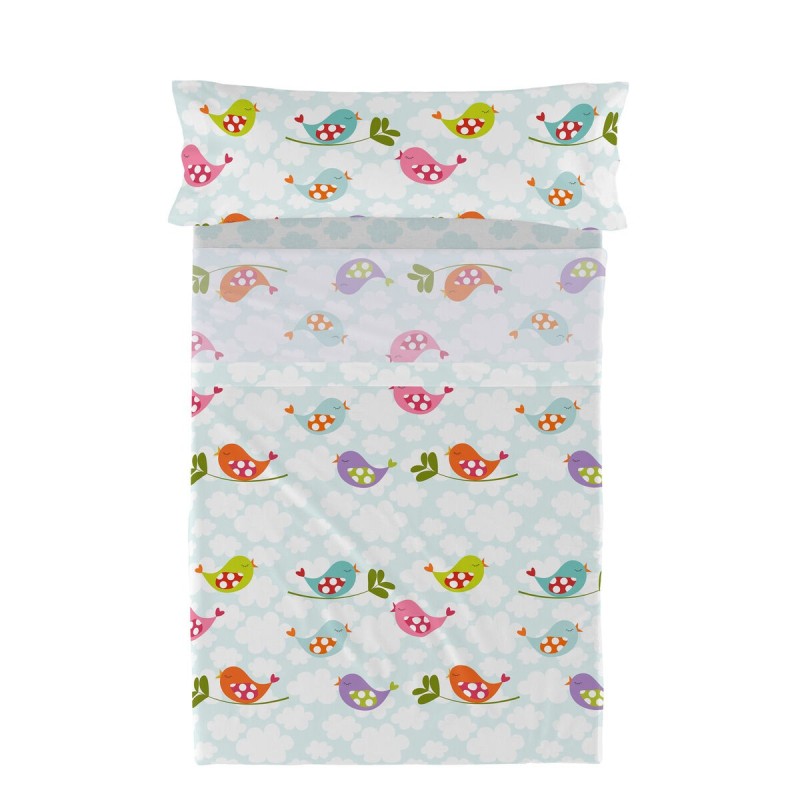 Jeu de draps HappyFriday Mr Fox Little Birds Multicouleur Lit 1 persone 2 Pièces