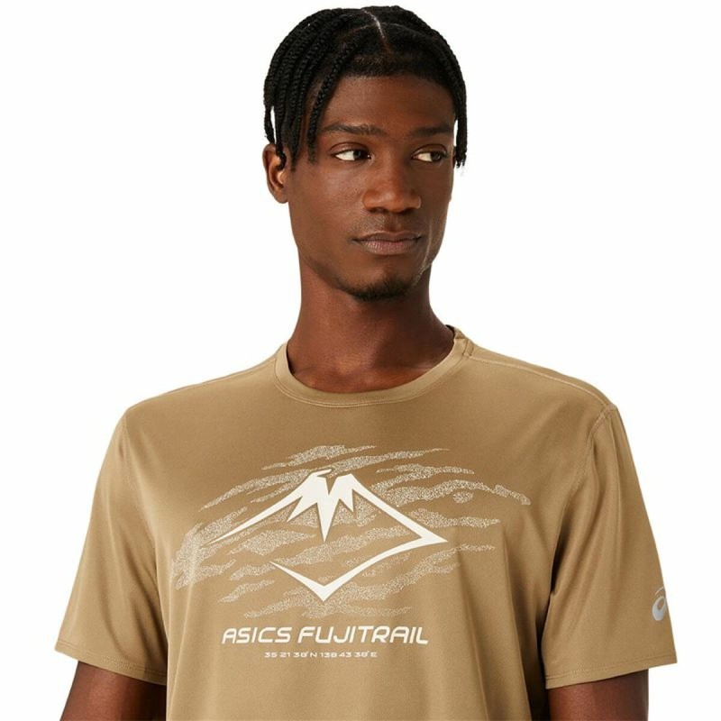 T-shirt à manches courtes homme Asics Fujitrail Logo Ss Top Marron Beige