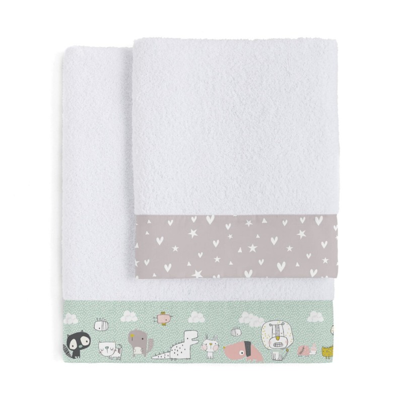 Ensemble de serviettes de toilette HappyFriday Best buddies Multicouleur 2 Pièces