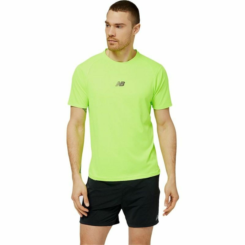 Maillot de Corps de Sport à Manches Coupe New Balance Vert citron