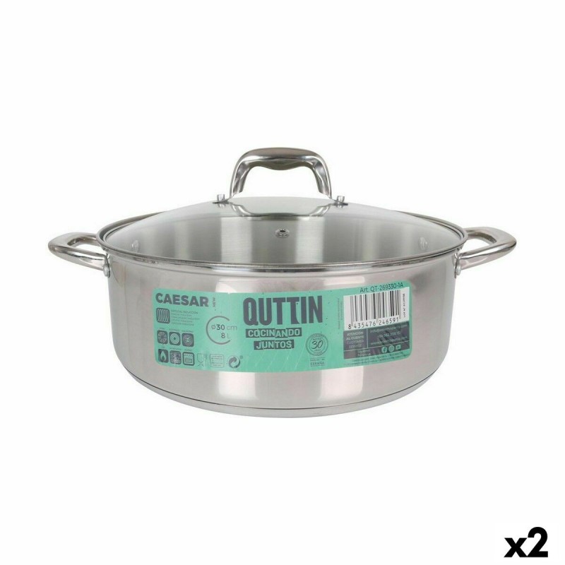 Casserole avec Couvercle en Verre Quttin Caesar Acier ø 30 x 11