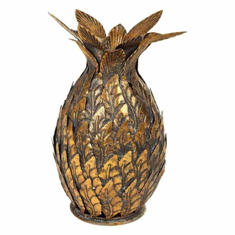 Pot à Bougie Alexandra House Living Doré Fer 15 x 26 x 15 cm Ananas