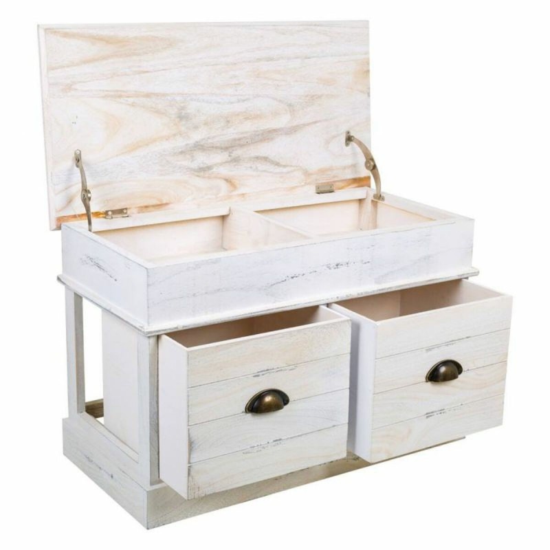 Banc de coffre Alexandra House Living Blanc Bois de paulownia Bois MDF 35 x 50 x 70 cm