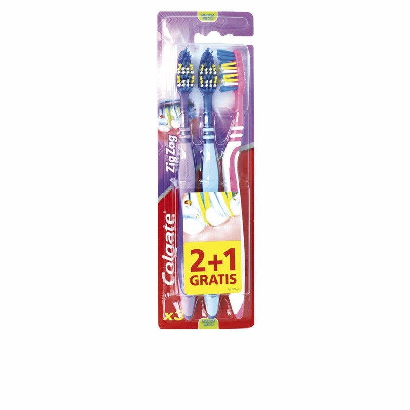 Brosse à Dents Colgate Zig Zag Moyen 3 Pièces