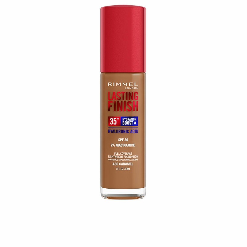 Base de Maquillage Crémeuse Rimmel London Lasting Finish Nº 450 Caramel Spf 20 30 ml