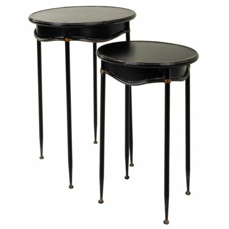 Jeu de 2 tables Alexandra House Living Noir Métal 75 x 75 x 50 cm