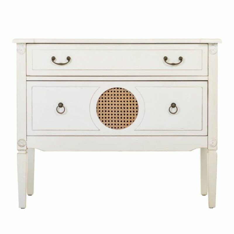 Commode Alexandra House Living Blanc Rotin Bois d'épicéa Bois MDF 72 x 38 x 88 cm