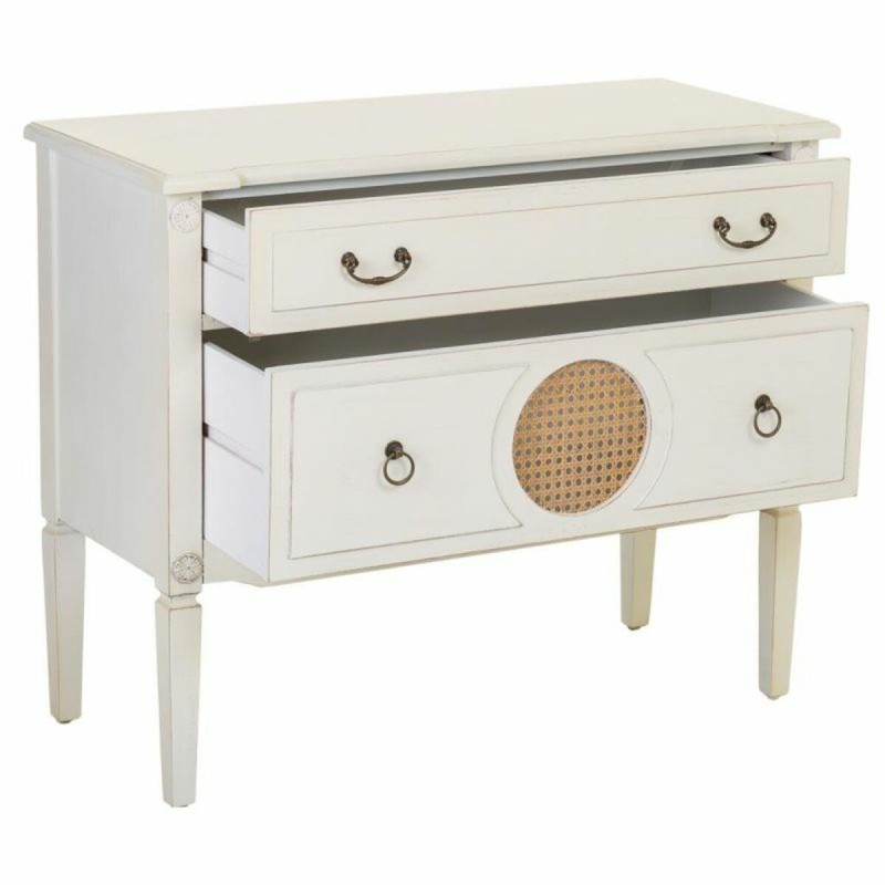 Commode Alexandra House Living Blanc Rotin Bois d'épicéa Bois MDF 72 x 38 x 88 cm