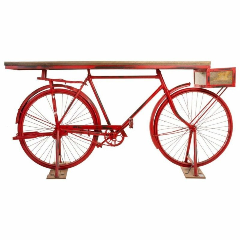 Meuble d'Entrée Alexandra House Living Bike Marron Rouge Fer Bois de manguier 50 x 90 x 198 cm