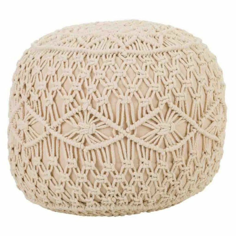 Pouf Alexandra House Living Crème Bambou Éponge Bois MDF 50 x 30 x 50 cm