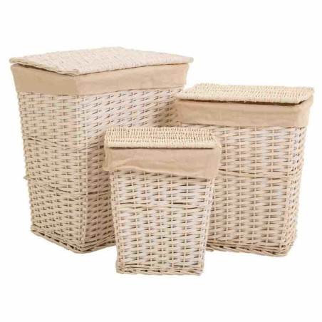 Lot de paniers Alexandra House Living Blanc osier Bois de saule 3 Pièces