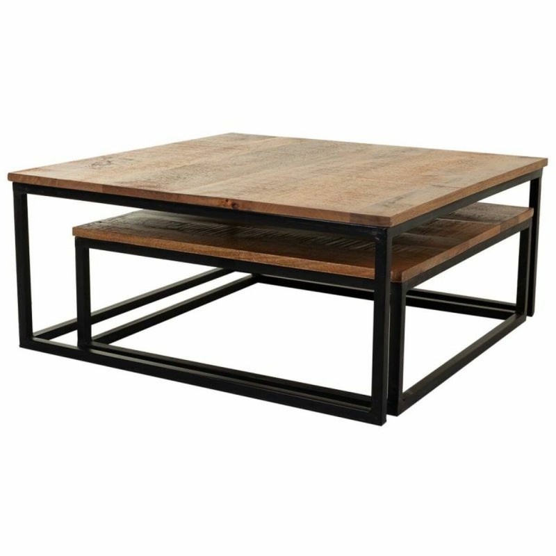 Jeu de 2 tables Alexandra House Living Naturel Fer Bois de manguier 75 x 34 x 75 cm