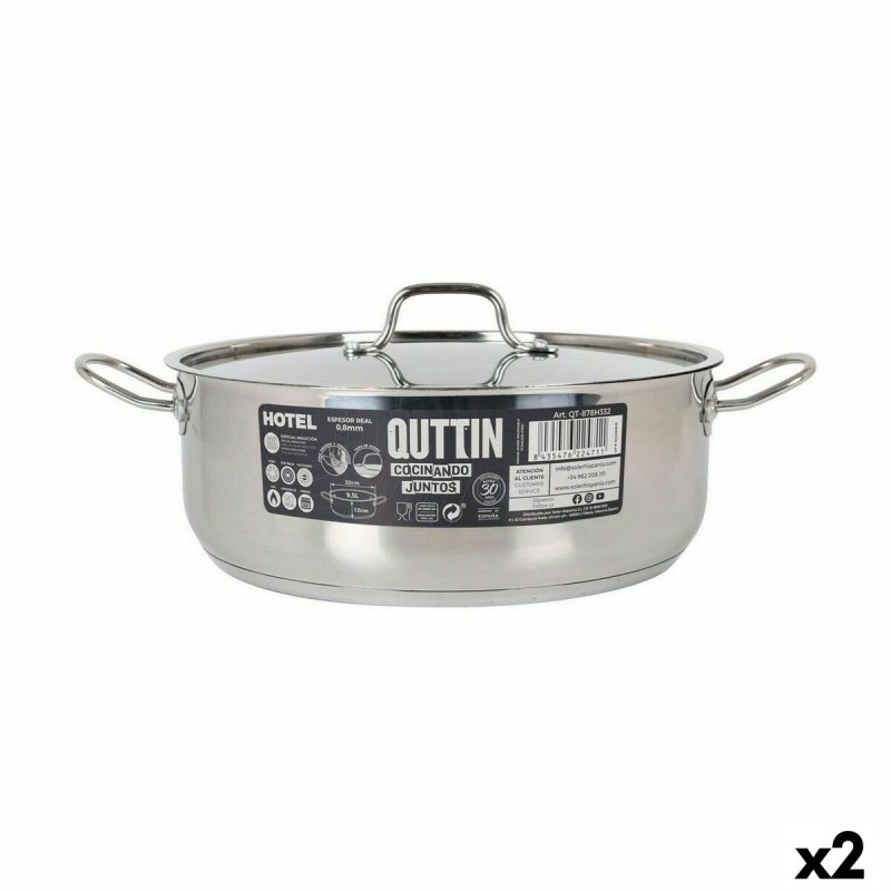 Casserole avec Couvercle Quttin Hotel Acier ø 32 x 12 cm (2 Unités)