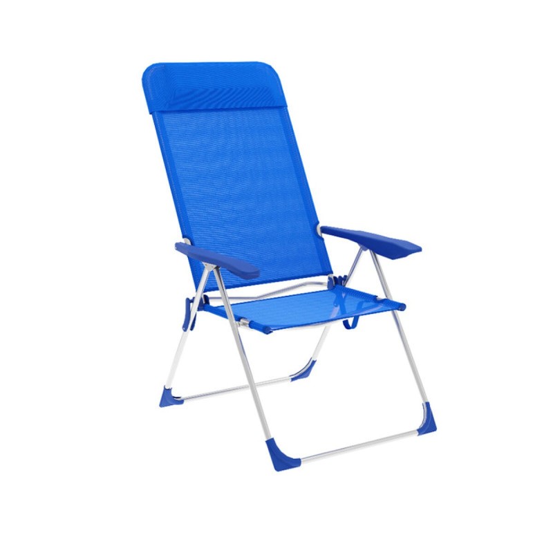 Marbueno Chaise Pliante 5 Positions Aluminium avec Coussin Bleu Plage et Piscine 69X58X109 cm 10249