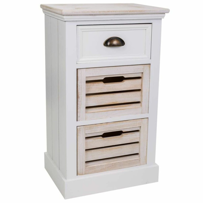 Caisson à Tiroirs Alexandra House Living Blanc Marron Bois de paulownia Bois MDF 30 x 68 x 40 cm