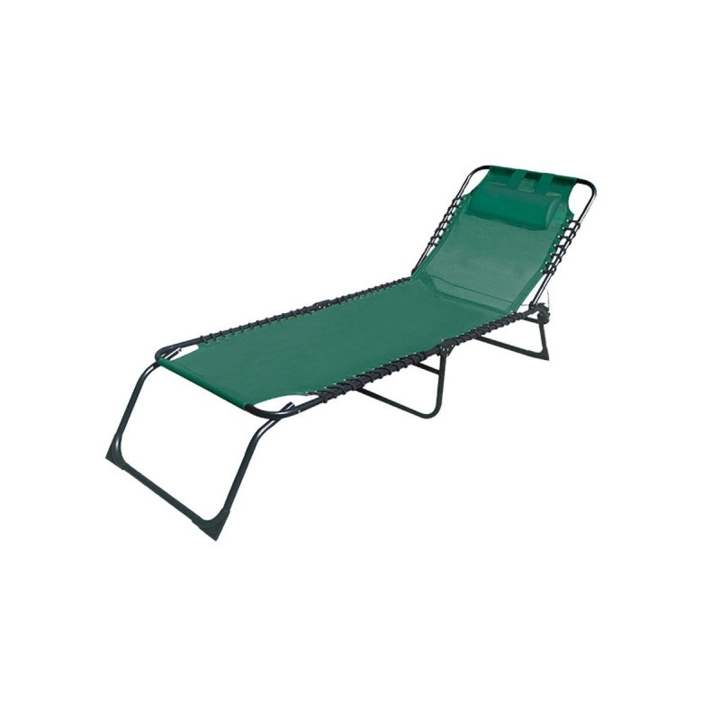 Marbueno Chaise Longue Pliante Acier Avec Coussin Jardin et Piscine 190X58X27 cm Vert 10002