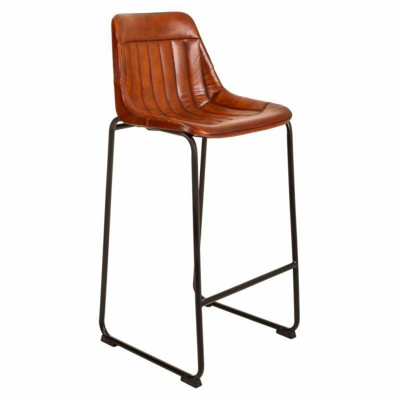 Tabouret Alexandra House Living Marron Noir Cuir Fer 50 x 106 x 46 cm