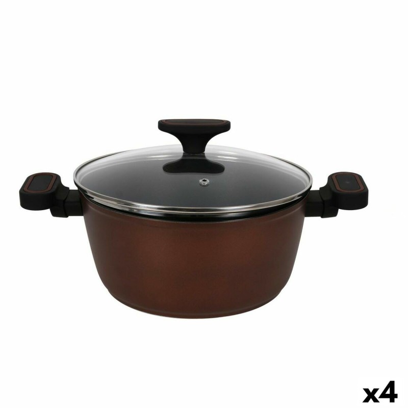 Casserole avec Couvercle en Verre Quttin Sahara Aluminium forgé Marron 38 x 25 x 12 cm (4 Unités)