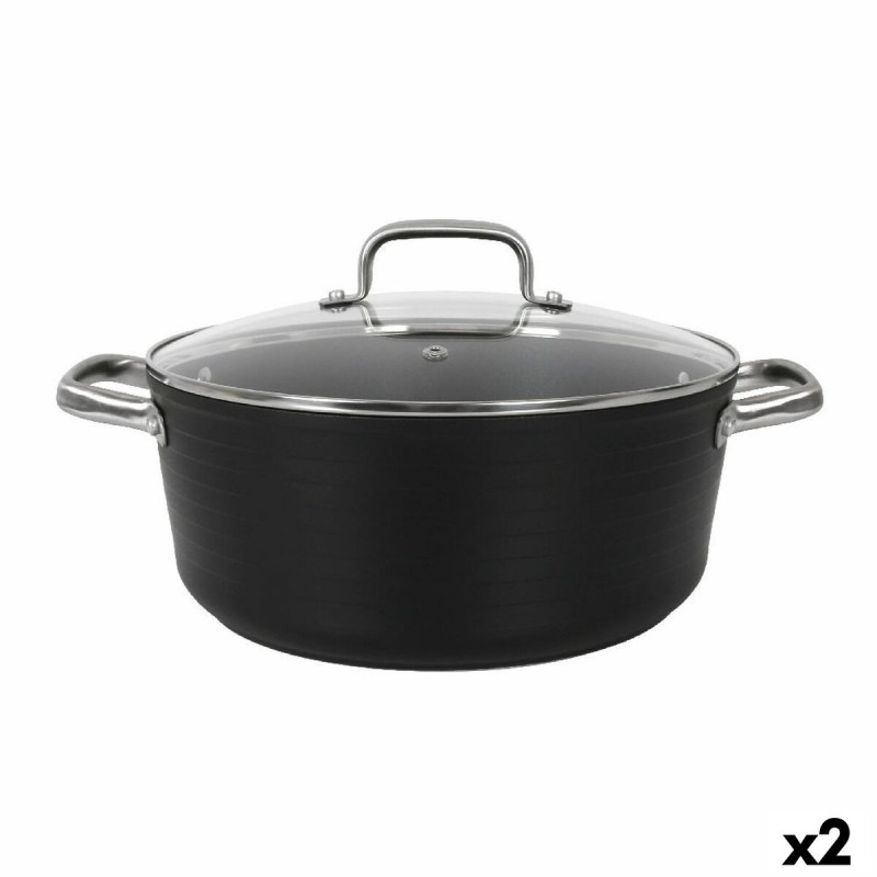 Casserole avec Couvercle en Verre Quttin Spiral Ø 28 cm Aluminium forgé (2 Unités)