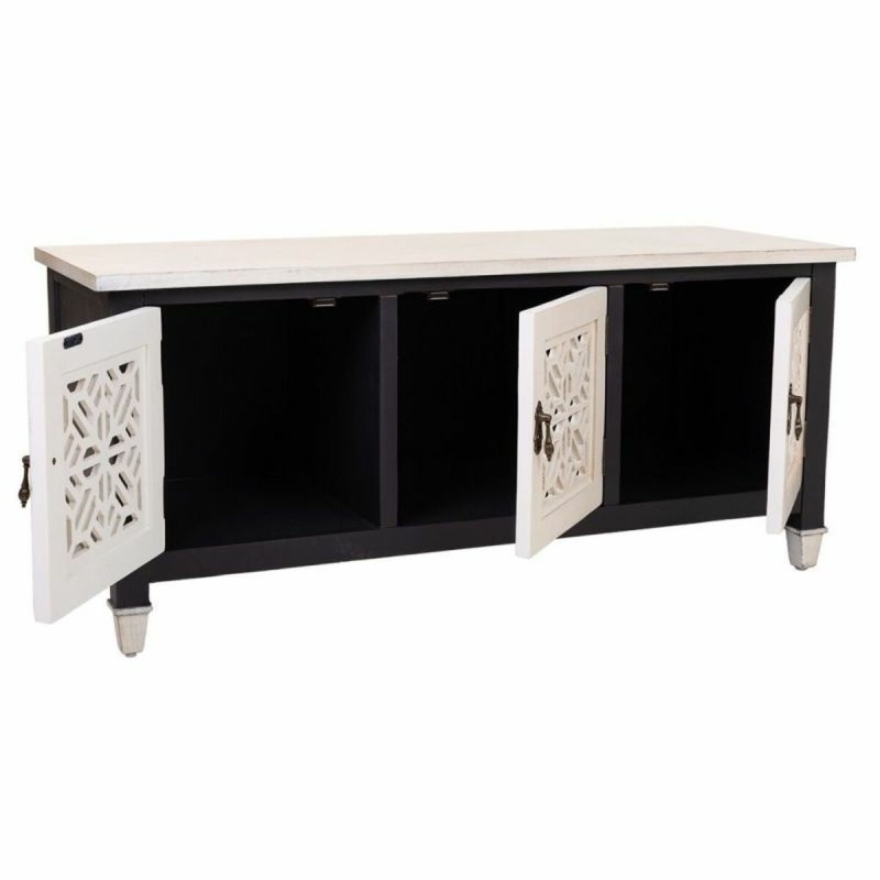 Meuble d'Appoint Alexandra House Living Blanc Noir Bois d'épicéa Bois MDF 40 x 46 x 105 cm