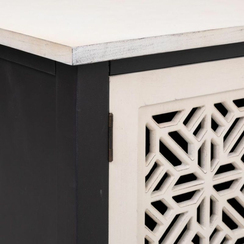 Meuble d'Appoint Alexandra House Living Blanc Noir Bois d'épicéa Bois MDF 40 x 46 x 105 cm