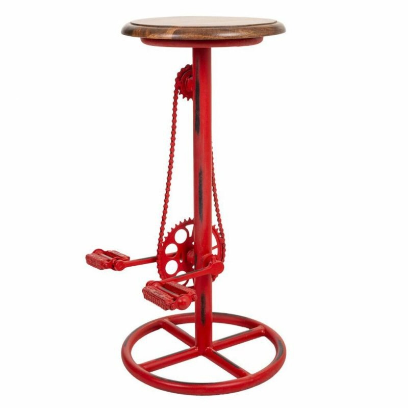 Tabouret Alexandra House Living Rouge Bois Fer 40 x 73 x 40 cm Pédales