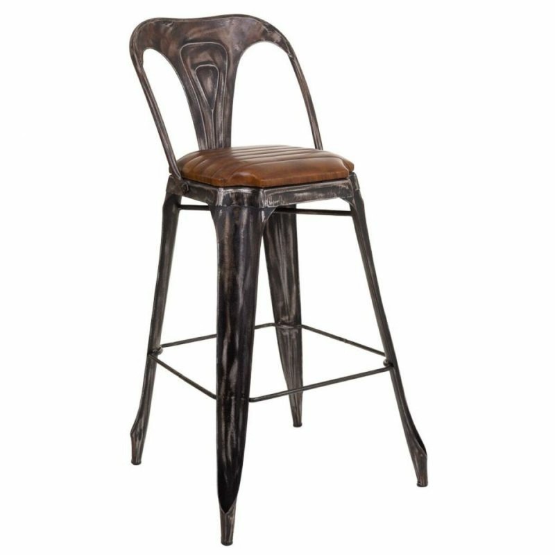 Tabouret Alexandra House Living Marron Noir Cuir Fer 53 x 105 x 49 cm