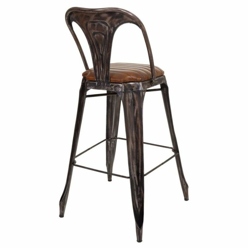 Tabouret Alexandra House Living Marron Noir Cuir Fer 53 x 105 x 49 cm