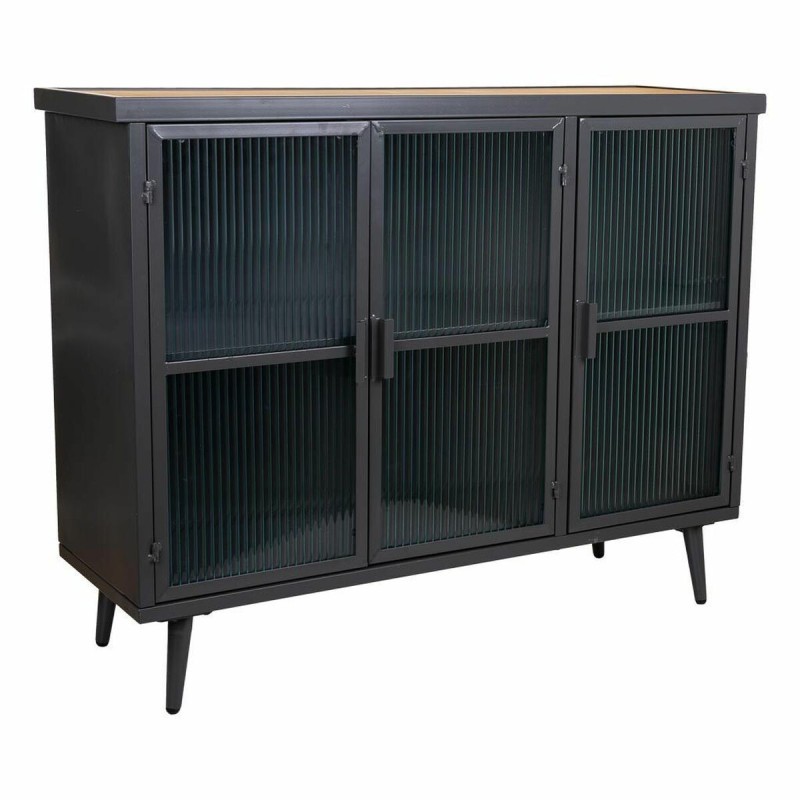 Buffet Alexandra House Living Marron Noir Gris verre Fer Bois d'épicéa 33 x 79 x 102 cm