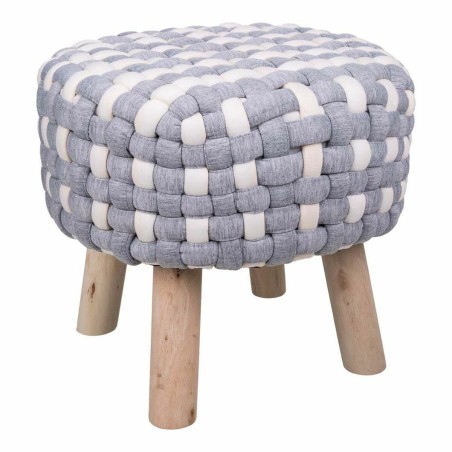 Tabouret Alexandra House Living Blanc Gris Bambou Éponge Bois MDF 40 x 36 x 40 cm