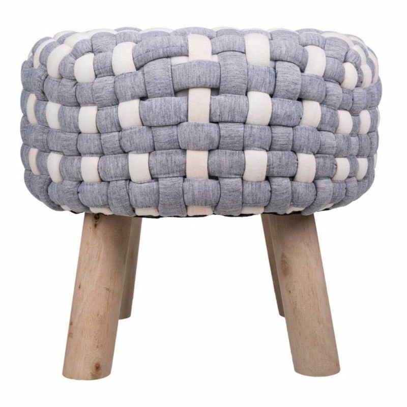 Tabouret Alexandra House Living Blanc Gris Bambou Éponge Bois MDF 40 x 36 x 40 cm