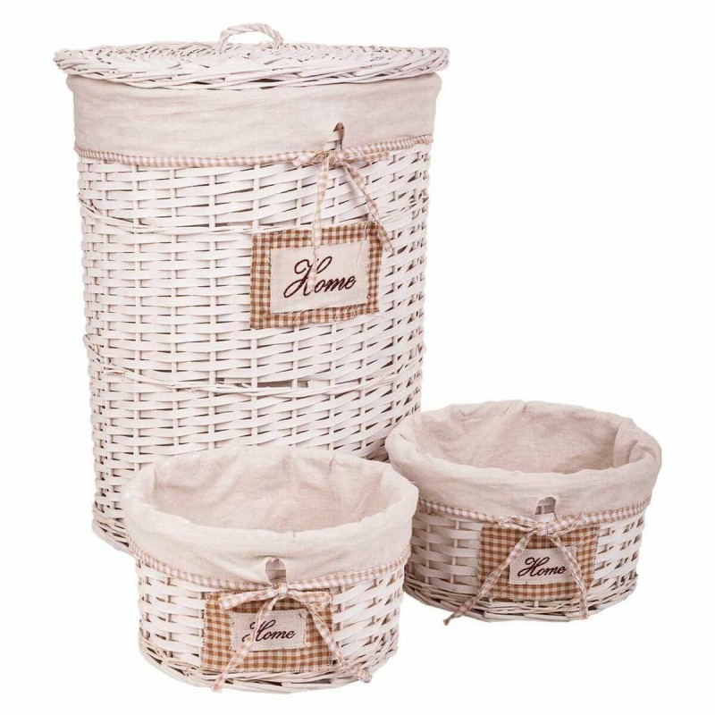 Lot de paniers Alexandra House Living Blanc osier Bois de saule 44 x 58 x 44 cm 29 x 19 x 29 cm 3 Pièces